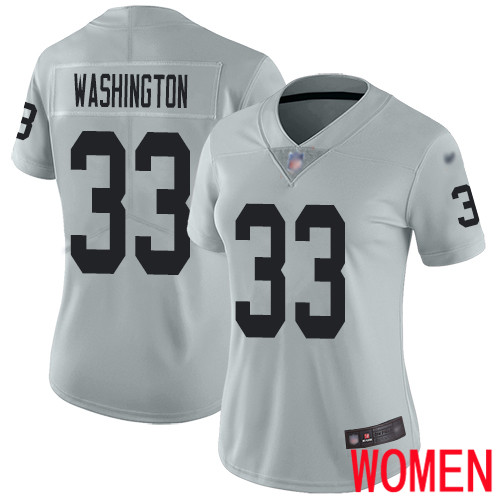 Oakland Raiders Limited Silver Women DeAndre Washington Jersey NFL Football #33 Inverted Jersey->women nfl jersey->Women Jersey